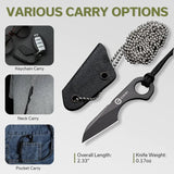 Civivi Gramis Black 14C28N Sheepsfoot Fixed Blade Neck Knife w/ Sheath 230041