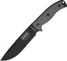 ESEE Model 6 Part Serated Carbon Steel Fixed Blade Black Knife w/ Sheath 6SCP