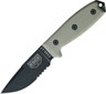 ESEE Model 3MIL Part Serrated Black Fixed Blade Light Green Handle Knife 3MILSCP