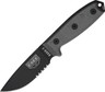 ESEE Model 3 Part Serrated Carbon Steel Super Tuff Fixed Blade Black Knife RC3S
