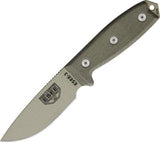 ESEE Model 3 Standard Edge Tan Fixed Blade Knife + Green MOLLE Sheath RC3PDT