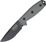 ESEE Model 3 Part Serrated Edge Fixed Blade "Super Tuff" Black Handle Knife 3SCP