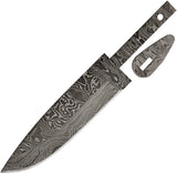 Alabama Damascus Steel Black 7.5" Fixed Drop Pt Knife Blade Blank & Guard S074