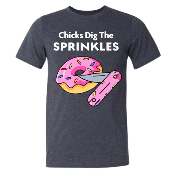 Chicks Dig the Sprinkles Donut Knife Dark Heather Gray Short Sleeve T-Shirt 2X