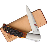 Al Mar Falcon Lockback Honey Jigged Bone Brown Folding AUS-8 Pocket Knife 7004