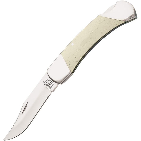 Bear & Son Lockback White Smooth Bone Folding Stainless Pocket Knife WSB05