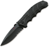 Heckler & Koch SFP Tactical Linerlock Black Folding D2 Steel Serrated Pocket Knife 01HK501