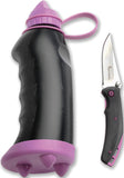 Browning Aquaforce Tactical BLK Purple Folding Knife & Water Bottle Combo 151BL