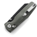 Bestech Knives Slasher Knife Axis Lock Green Micarta Folding Black D2 Steel 43B2