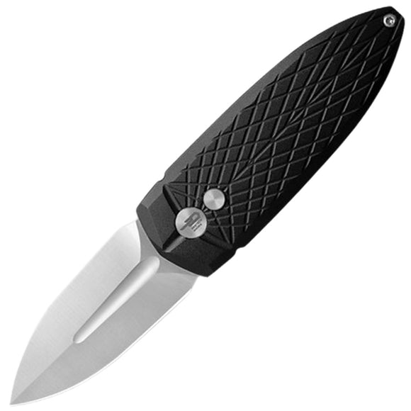 Bestech Knives QUQU Cricket Button Lock Black Aluminum Folding 14C28N Pocket Knife G57B1
