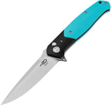 Bestech Knives Swordfish Button Lock Black & Tiffany Blue G10 Folding 14C28N Pocket Knife KG62F