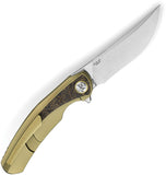 Bestech Knives Sambac Framelock Gold Titanium & Carbon Fiber Folding MagnaCut Knife KT2402A