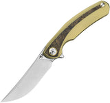 Bestech Knives Sambac Framelock Gold Titanium & Carbon Fiber Folding MagnaCut Knife KT2402A
