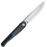 Bestech Knives Spear Phisher Framelock Titanium & Blue Carbon Fiber Folding M390 Knife 2405C