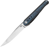 Bestech Knives Spear Phisher Framelock Titanium & Blue Carbon Fiber Folding M390 Knife 2405C