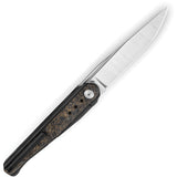 Bestech Knives Spear Phisher Framelock Titanium & Gold Carbon Fiber Folding M390 Knife 2405D