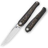 Bestech Knives Spear Phisher Framelock Titanium & Gold Carbon Fiber Folding M390 Knife 2405D