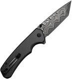 Civivi Brazen Button Lock Black G10 & Carbon Fiber Folding Damascus Pocket Knife 19059CDS1
