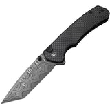 Civivi Brazen Button Lock Black G10 & Carbon Fiber Folding Damascus Pocket Knife 19059CDS1