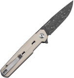 Civivi Navo Linerlock Ivory G10 Folding Damascus Drop Pt Pocket Knife 25015ADS1