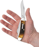 Case Cutlery Sowbelly Burnt Amber Jigged Bone Folding Carbon Steel Pocket Knife 51393