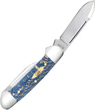 Case Cutlery Butterbean Blue Sycamore Wood Folding Stainless Pocket Knife 63733