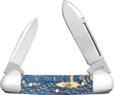Case Cutlery Butterbean Blue Sycamore Wood Folding Stainless Pocket Knife 63733