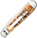 Case Cutlery Trapper 6.5 Slip Joint BoneStag Folding Stainless Pocket Knife w/ Clip 65345