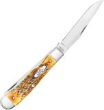 Case Cutlery Trapper 6.5 Slip Joint BoneStag Folding Stainless Pocket Knife w/ Clip 65345