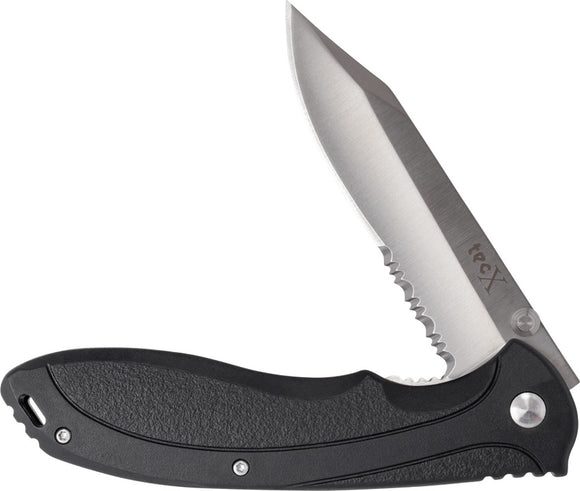Case Cutlery TecX Lockback Black Folding Stainless Serrated Pocket Knife 75672