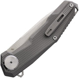 Cobratec Knives Barracuda Button Lock Gray Titanium Folding M390 Pocket Knife BRCDNSBL