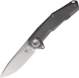 Cobratec Knives Barracuda Button Lock Gray Titanium Folding M390 Pocket Knife BRCDNSBL