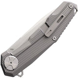 Cobratec Knives Barracuda Framelock Gray Titanium Folding M390 Pocket Knife TBRCM390TNS
