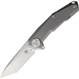 Cobratec Knives Barracuda Framelock Gray Titanium Folding M390 Pocket Knife TBRCM390TNS