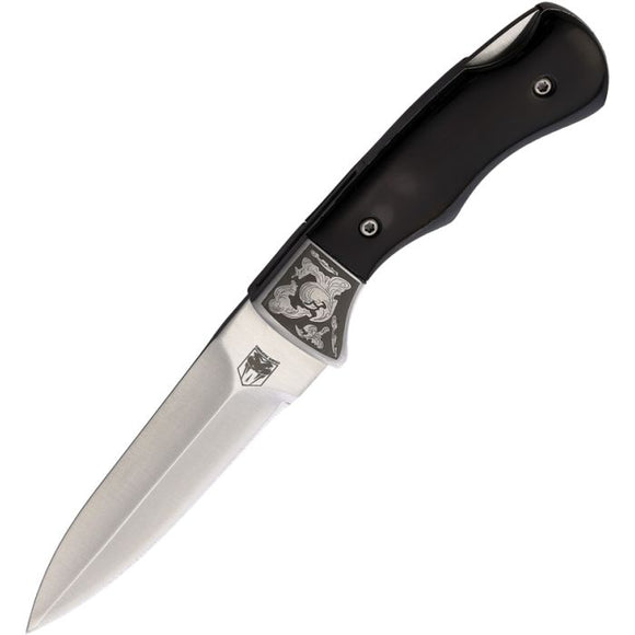 Cobratec Knives Black Bone Folding 440C Stainless Push Dagger Knife w/ Sheath TFBPD