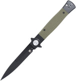 Cobratec Knives Stiletto Button Lock OD Green G10 Folding VG-10 Pocket Knife STBLODBK