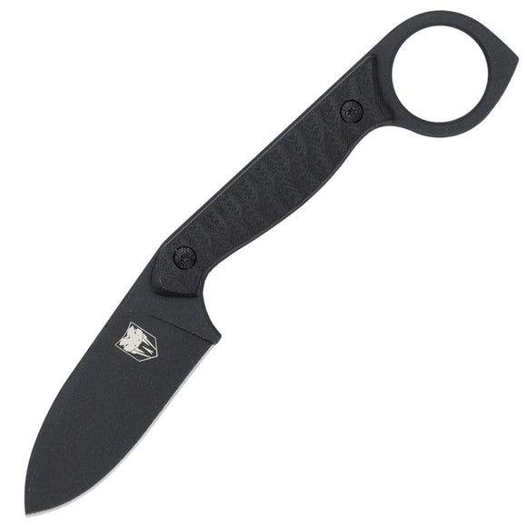 Cobratec Knives Wolfteeth Black G10 14C28N Fixed Blade Knife w/ Sheath TWLTBLK