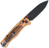 Cobratec Knives Crossbar Lock Zebra Wood Folding Black D2 Steel Drop Pt Pocket Knife ZWDBLDBK