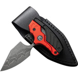 Civivi Typhoeus Folding Push Dagger Knife Black & Red Aluminum Damascus Blade w/ Sheath 21036DS1
