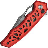 Civivi Anaaki Button Lock Red Alumiunm Folding Damascus Pocket Knife 24039DS1
