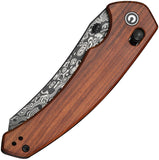 Civivi Sixgill Crossbar Lock Guibourtia Wood Folding Damascus Pocket Knife 24050DS1