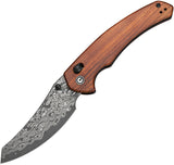 Civivi Sixgill Crossbar Lock Guibourtia Wood Folding Damascus Pocket Knife 24050DS1