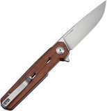 Civivi Navo Linerlock Guibourtia Wood Folding Nitro-V Drop Pt Pocket Knife 25015B1