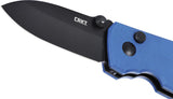 CRKT Squid Button Lock Blue Burlap Micarta Folding D2 Steel Pocket Knife 2474BD