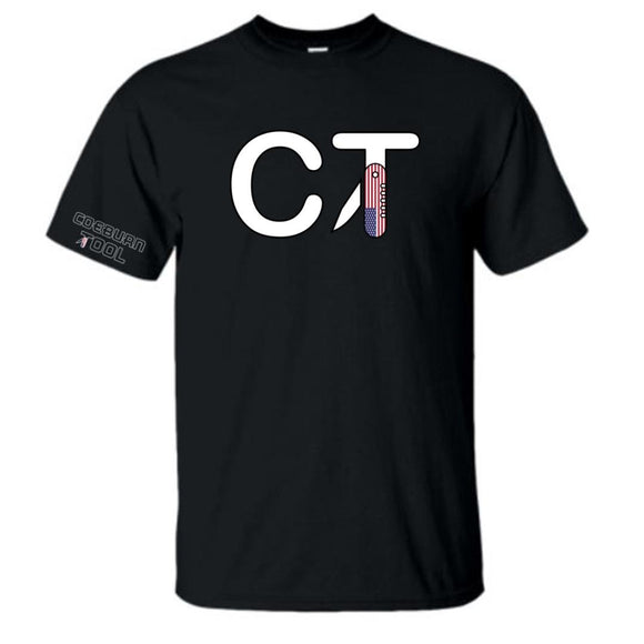 Coeburn Tool CT American Flag LG Logo Black Short Sleeve T-Shirt w/ Outline Coeburn Sleeve XL