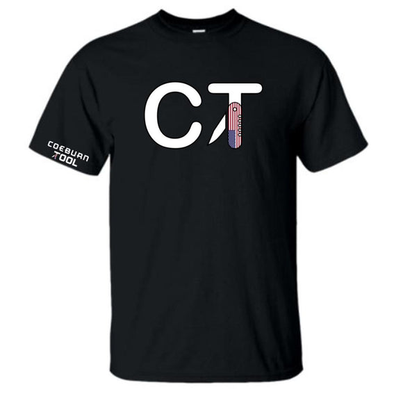 Coeburn Tool CT American Flag LG Logo Black Short Sleeve T-Shirt w/ Solid Coeburn Sleeve L