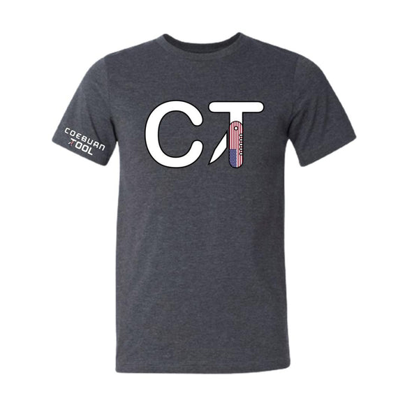 Coeburn Tool CT American Flag LG Logo Dark Gray Short Sleeve T-Shirt w/ Solid Coeburn Sleeve L