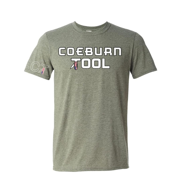 Coeburn Tool American Flag LG Logo Heather Green Short Sleeve T-Shirt w/ Outline CT Sleeve XL