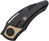 Cavol Karasu Framelock Black & Gold Titanium Folding Bohler M390 Pocket Knife C08DW