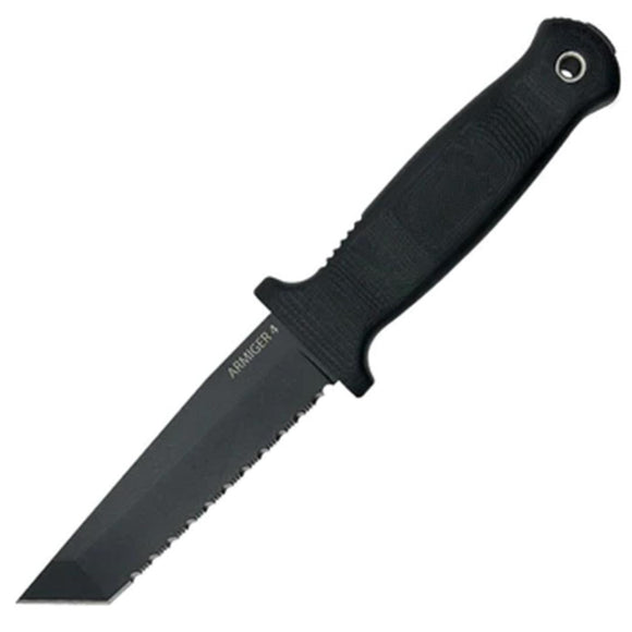 Demko Armiger 4 Black 80CrV2 Serrated Tanto Fixed Blade Knife w/ Sheath 09651